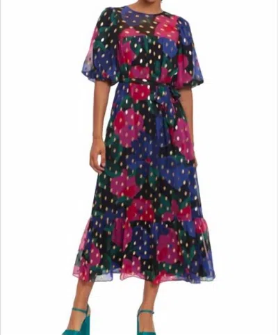 Donna Morgan Gold Foil Maxi Dress In Multi Colored