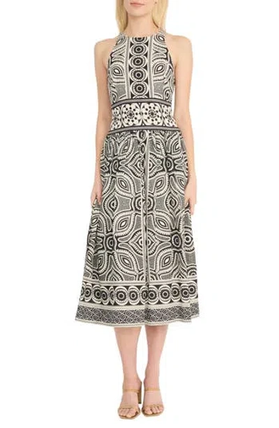DONNA MORGAN DONNA MORGAN HALTER NECK LINEN BLEND MIDI DRESS