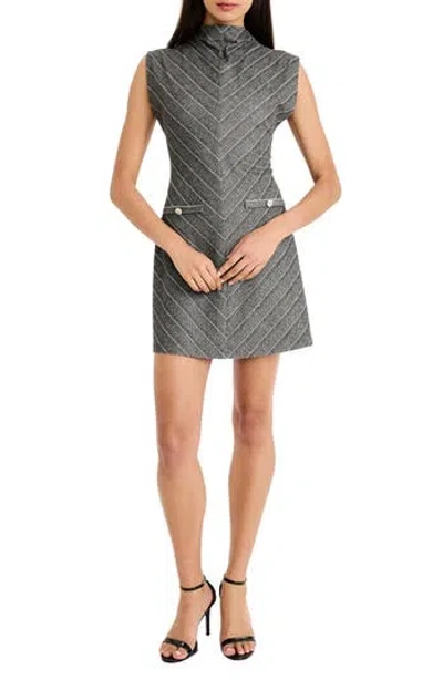 Donna Morgan Herringbone Sleeveless Minidress In Gray