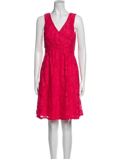 Pre-owned Donna Morgan Lace Pattern Knee-length Dress In Pink