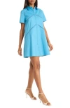 Donna Morgan Ladder Cutout Shirtdress In Cendre Blue