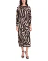 Donna Morgan Long Sleeve Midi Dress In Multi