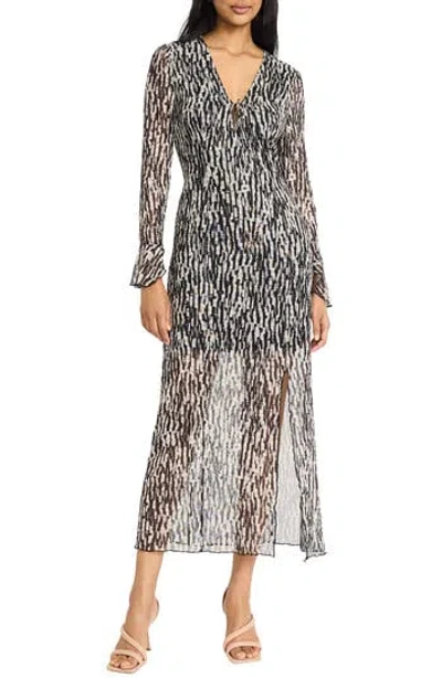 Donna Morgan Long Sleeve Midi Sheath Dress In Multi