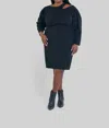 Donna Morgan Long Sleeve Mini Sweater Dress - Plus In Black In Black