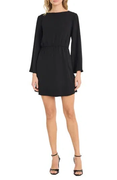 Donna Morgan Long Sleeve Minidress In Black