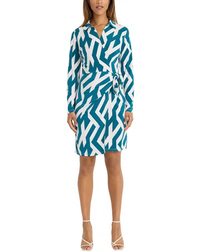 Donna Morgan Print Long Sleeve Wrap Shirtdress In Multi