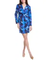 Donna Morgan Womens Faux Wrap Printed Mini Dress