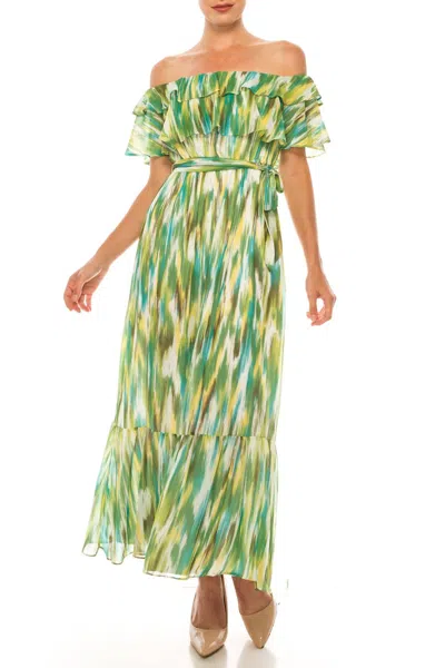 Donna Morgan Multi Print Midi Dress In Soft White Avocado