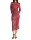 Donna Morgan Netted Sequin Dress In Savvy Red In Burgundy