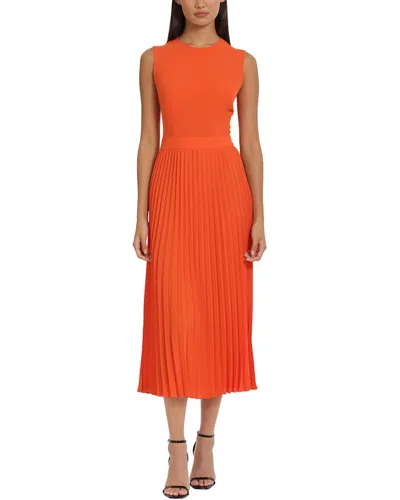 Donna Morgan Pleated Dress In Orange