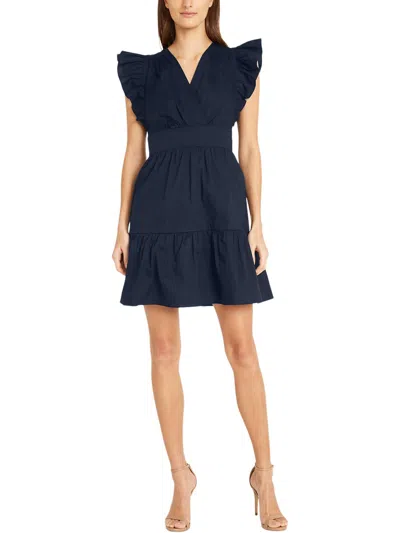 Donna Morgan Plus Womens Ruffled Mini Babydoll Dress In Blue