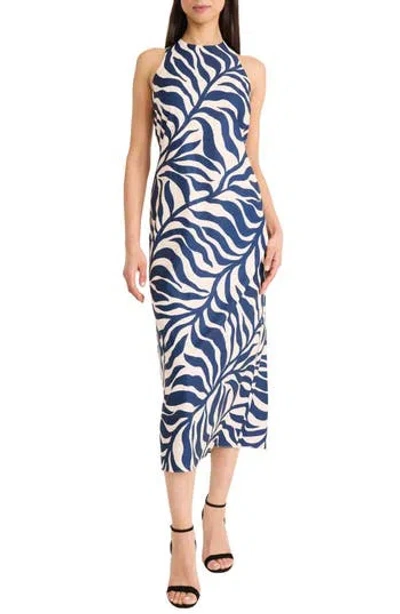 Donna Morgan Print Sleeveless Maxi Dress In Blue