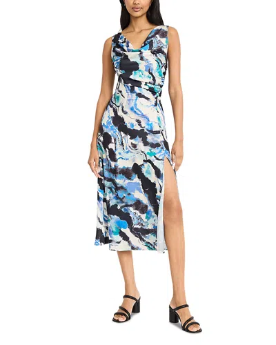 Donna Morgan Printed Asymmetric Neck Midi Dress