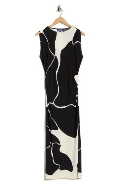 Donna Morgan Printed Body-con Midi Dress In Black