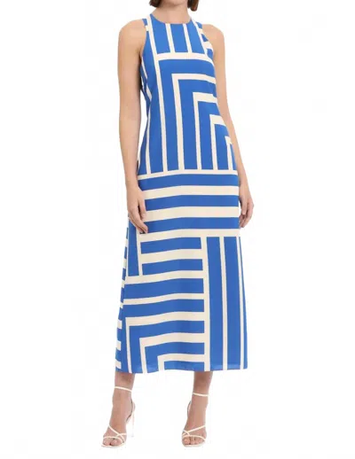 Donna Morgan Quincy Geometric Print Maxi Dress In Royal Blue/cream In Multi