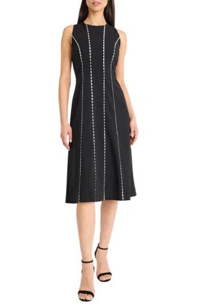 Donna Morgan Rickrack Sleeveless Midi Dress In Black