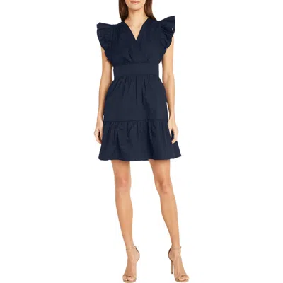 Donna Morgan Ruffle Sleeve Minidress In Blue