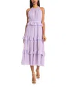 Donna Morgan Ruffle Tiered Halter Neck Midi Dress