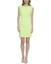 Donna Morgan Scuba Crepe Long Sleeve Mini Dress In Green