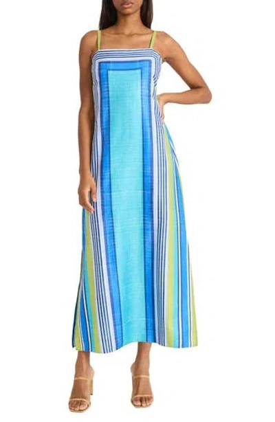 Donna Morgan Side Slit Maxi Dress In Blue