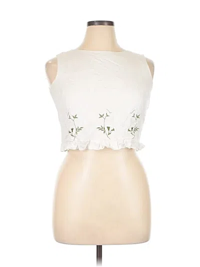 Pre-owned Donna Morgan Sleeveless Blouse In White