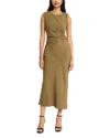Donna Morgan For Maggy Ruched Side Slit Tank Midi Dress In Green