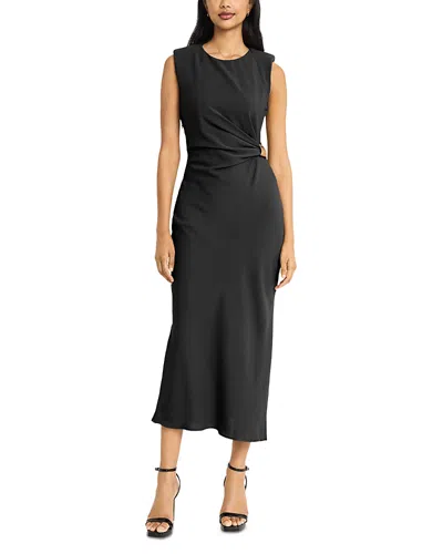 Donna Morgan Sleeveless Ruched Waist Midi Dress In Black