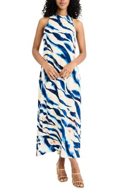 Donna Morgan Sleeveless Shift Midi Dress In Blue