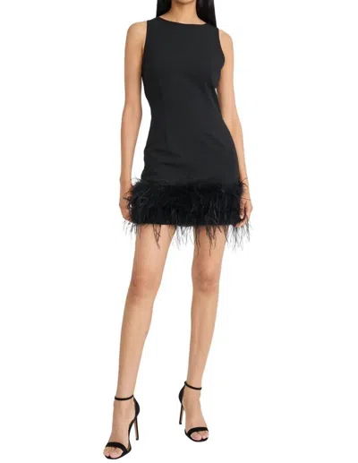 Donna Morgan Solid Sheath Dress With Feathered Hem In Black