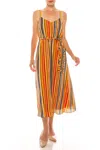 Donna Morgan Spaghetti Strap Striped Midi Dress In Soft White Orange In Multi