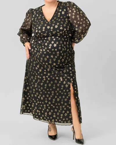 Donna Morgan Starry Starry Night Maxi Dress - Plus In Black And Gold