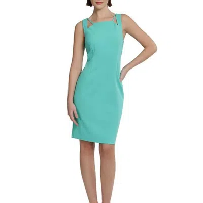 Donna Morgan Stretch Sleeveless Cut-out Sheath Dress In Atlantis In Green