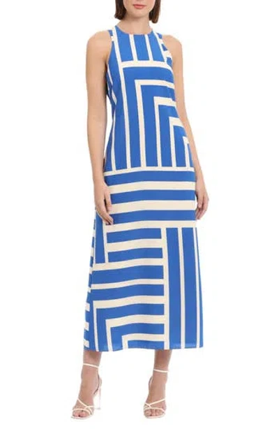 Donna Morgan Stripe Maxi Dress In Blue