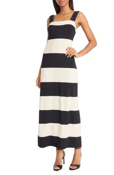 Donna Morgan Stripe Square Neck Maxi Dress In Black