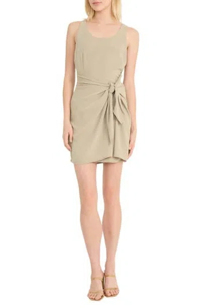 Donna Morgan Tie Front Tank Dress In Moss
