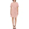 Donna Morgan Tie Waist Crepe Dress In Pink