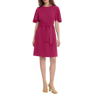 Donna Morgan Tie Waist Crepe Dress In Cherries Jubilee