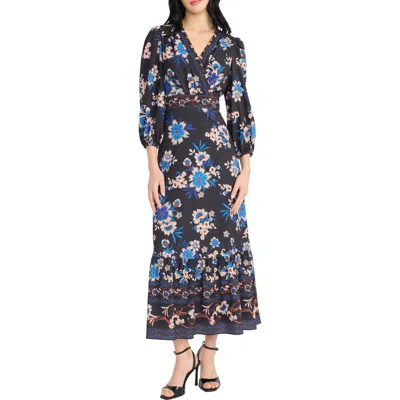 Donna Morgan Brit Maxi A-line Dress In Black Blue
