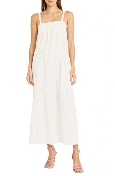 Donna Morgan Tiered Stretch Cotton Maxi Sundress In Ivory