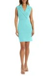 Donna Morgan Tuxedo Sleeveless Sheath Dress In Sea Blue