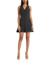Donna Morgan V Neck Button Front Mini Dress In Black Beauty