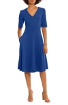 Donna Morgan V-neck Fit & Flare Dress In Surf The Web
