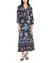 Donna Morgan V Neck Midi Dress In Blue