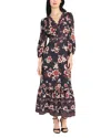 Donna Morgan V Neck Midi Dress In Multi