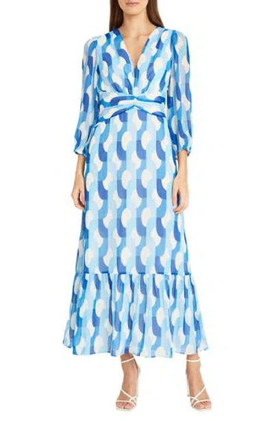 Donna Morgan Waist Detail Maxi Dress In Blue