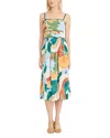 Donna Morgan Geo Print A-line Dress In Blue/green