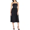 Donna Morgan Wavy Piping Stretch Cotton Midi Sundress In Black