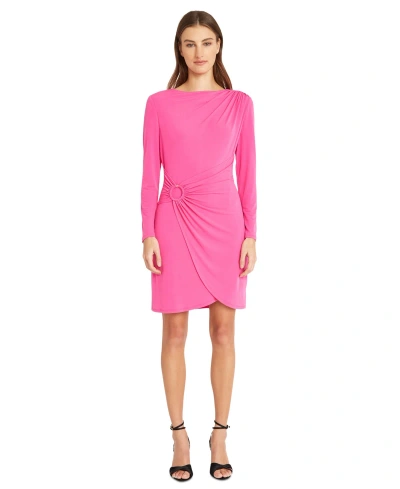 Donna Morgan Women's Asymmetric O-ring Bodycon Dress In Electric Pink