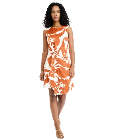 Donna Morgan Women's Boat Neck Asymmetrical Mini Dress In Multi