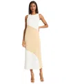 Donna Morgan Colorblock Sleeveless A-line Dress In Ivory,irish Cream